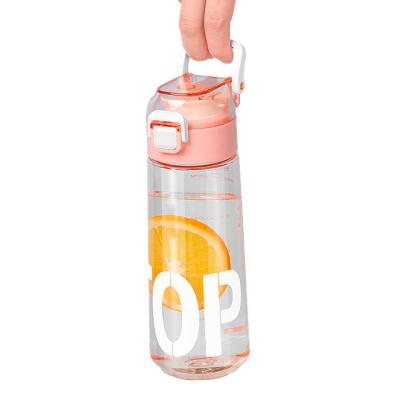 China Straw Type Eco Friendly Bpa Free Tritan Sports Bottle With Time Marker And Handgrip For Outdoor Sport Travel for sale