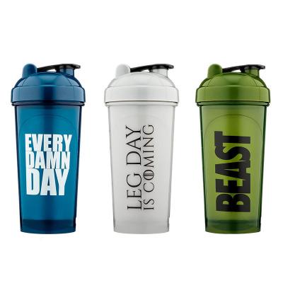 China Klantenlogo Gym Shaker 400ml 600ml Gym Sport Waterfles Plastic Protein Shaker Cup Te koop