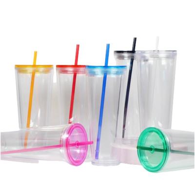 Cina 24oz Acrilico Double Wall Cold Tumbler Color Personalizzato Tazza di Plastica PP per forniture di festa in vendita