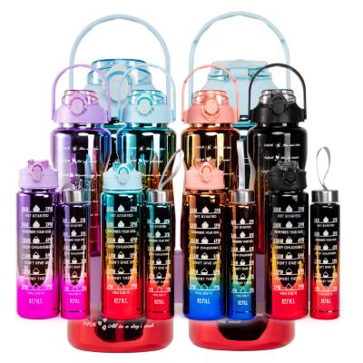 China Unisex Motivational Water Bottle with Straw 64oz Time Marker BPA Free Drinking Bottle for sale