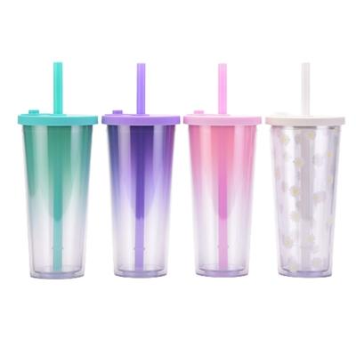 China Drinkware Type MUGS Reusable Plastic Milk Tea Cup with Straws Sale 24oz Tumbler for sale