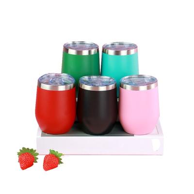 China 12oz 304 Stainless Steel Cup Color Powder-coated Leakproof Double-wall Portable Student Insulated Cup With Lid for sale