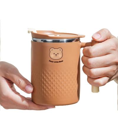 China HANDGRIP Stainless Steel Coffee Cup Cute Insulation Water Cup Mug with Bear Sticker for sale