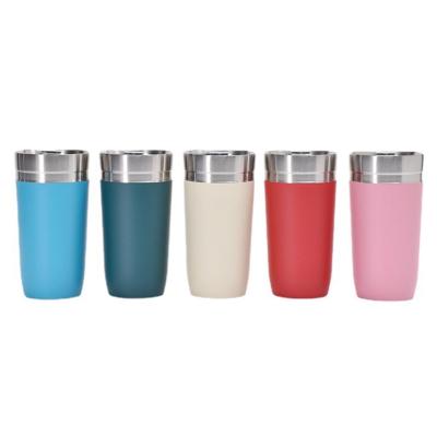 China 16 oz de doble pared de acero inoxidable de vacío aislado de viaje taza de café con tapa de plástico en venta