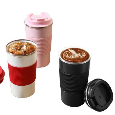 China 304 Stainless Steel Coffee Mug 380ml 510ml Non-Slip Silicone Recycled Reusable Coffee Cups for sale