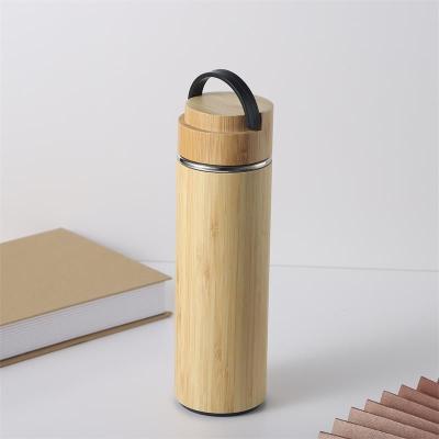 China 500ml Bamboo Tumbler Double Wall Vacuum Flask for Business Insulation Thermal Drink Bottle for sale