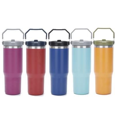 China Minimalistischer Design-Stil 30oz BPA-freier Vakuum-isolierter Tumbler mit Flip Strohthermos zu verkaufen