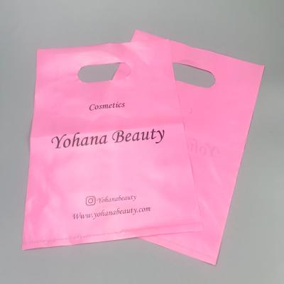 China Eco-friendly Custom Compostable Plastic Die Cut Plastic Opaque Plastic Bags Handle Shopping Bag Logo Printing for sale