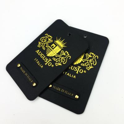 China Viable Custom Black Leather Label Hang Tag For Jeans From China PU for sale