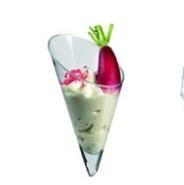 China 160ml Clear Disposable Plastic Goblet / Ice Cream / Juice Oblique Cone Cup for sale