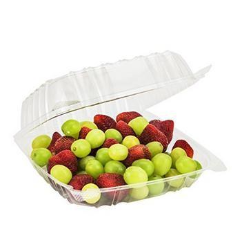 China Clear Square Hinged Plastic Clamshell Food Container Food Service Box Multi Compartment for Berries,Cherry, Pack of 100 for sale