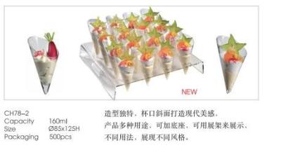 China 160ml ontruim Kegelvormps Plastic Geleikop met Ronde Basis/Vertoningshouder Te koop