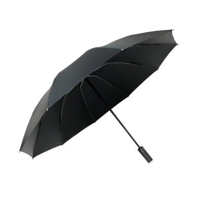 China Windproof reverse folding umbrella water proof windproof folding umbrella 3 folding auto open auto close umbrella with led light for sale