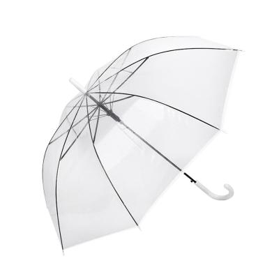 China Cute white transparent umbrella transparent straight umbrella  transparent umbrella material POE for sale