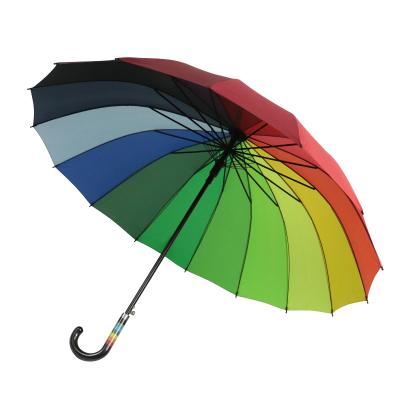 China Modern Xinsiman 2022  Fashion 16 Ribs Straight Windproof Colorful Rainbow Umbrella with plastic handle for sale