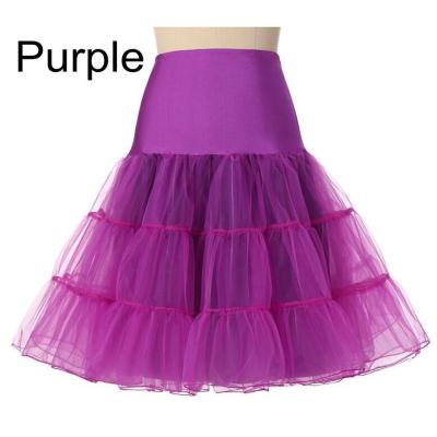 China 100% Polyester Multi Colors Knee Length Petticoat Adults In Color Women Vintage Underkirts Tutu Crinoline White Black Petticoat for sale