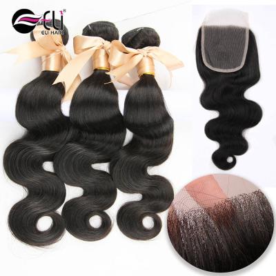 China Body Wave 10 Inch Brazilian Body Wave Hair Lace Closure And Big Bundles Grade 12A Virgin Human Hair Stockings for sale