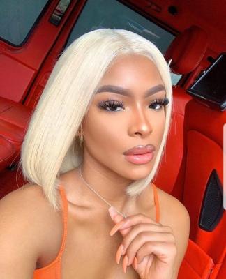 China Blonde Silky Straight Bob Human Hair Wigs, Peruvian Short Lace Front Wigs For Black Women Wholesale Price 613 Wave 613 Hair Wigs for sale