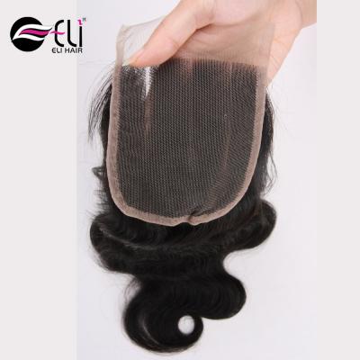 China 8A hair good quality different texture free part three part 4*4 part three part lace closure u part middle lace closure for sale