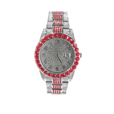 China Day/date Diamond-encrusted red fashion watch round big dial watch factory direct sales quartz watch for sale