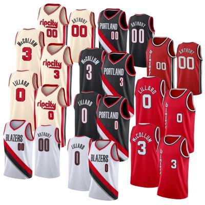 China USA Antibacterial Jersey Red Damian Lillard Blazer Portland Basketball Red Jersey for sale