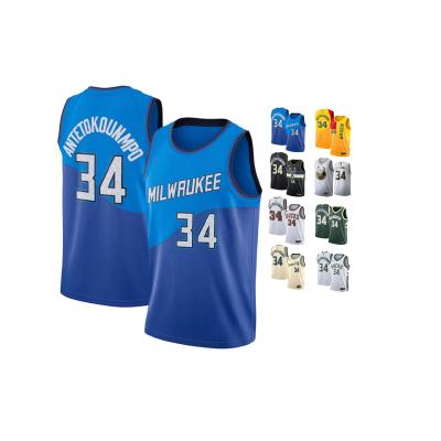 China 2020 2021 Milwaukee giannis city uniforms palyer males 34 antetokounmpo greece basketball antibacterial jersey for sale