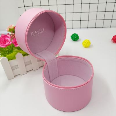 China Jewelry Gifts Packaging Gift Box Packaging Jewelry Travel Jewelry Box Storage Custom Round Leather Jewelry Box for sale