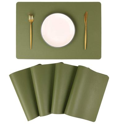 China Durable Double Sided Leather Place Mat PU Place Table Mat Waterproof And Heat Insulation Table Mat for sale