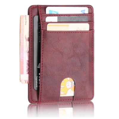 China Money+credit Card Holder Men RFID Blocking Front Pocket Wallet Leather Card Holder Slim Genuine Leather Credit Card Holder for sale