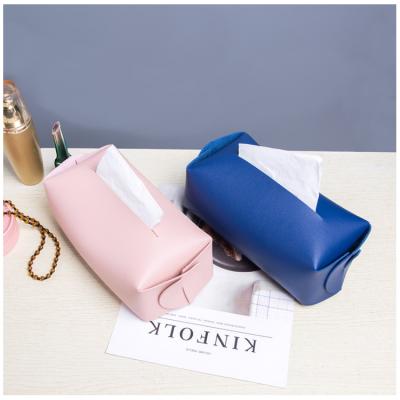 China Eco-Friendly Ready To Ship Nordic Ins Tissue Box For Living Room Creative Fold Car Leather Tissue Box for sale