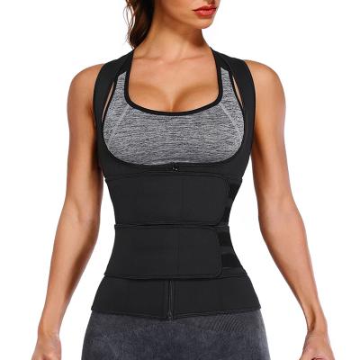 China Breathable Neoprene Sauna Zipper Tank Top Weight Loss Cincher Body Shaper Waist Trimmer Waist Trainer Vest for sale