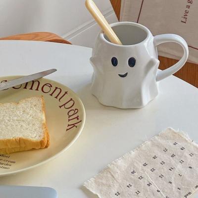 China Cute Stocked Ceramic Mug Juice Cup Novelty Halloween Gifts Halloween Cartoon Mug Ghost Elf Mug Mug for sale