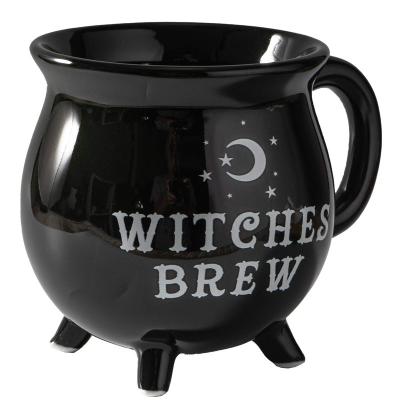 China Pacific Stocked Giftware Witches Brew Cauldron Black Ceramic Mug for sale