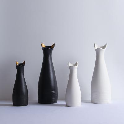 China Creative simple cat ear vase central institute of statistics cat ear vase table decoration home decoration for sale