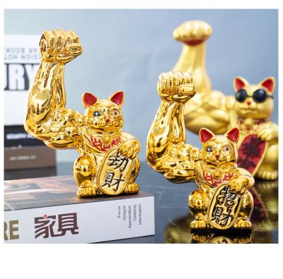 China Japan's wholesale house opens the Chinese classic Lucky Wealth Gold Waving Hand showing Lucky Cat for sale