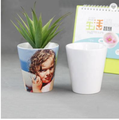 China Hot Sale Eco-friendly Sublimation White Ceramic Succulents Plant Square Flower Pots for sale