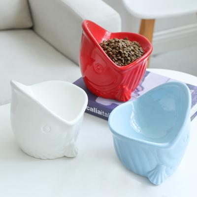 China Viable Wholesale Lucky Fish Shaped Ceramic Pet Feeder With Chinese Characteristics for sale