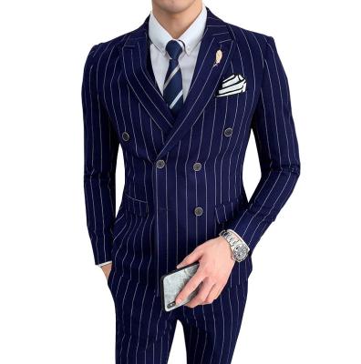 China unique design Anti-wrinkle mens suits custom mens stripe mens blazer suit wedding slim fit prom suits for sale