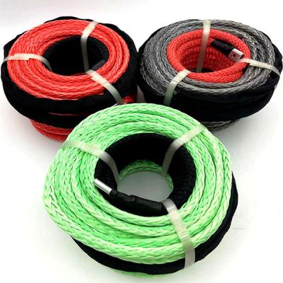 China 12 Strands Sturdy High Tensile Synthetic Uhmwpe Electric Winch Rope With Hook for sale