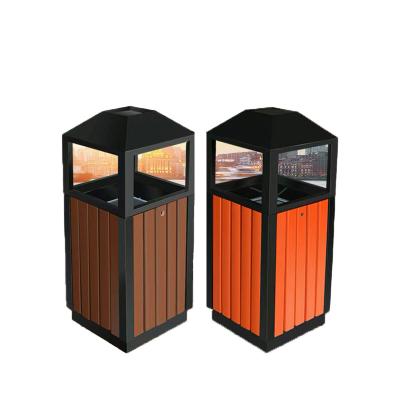 China Factory direct high quality simple environmental friendly steel wooden trash can viable for sale