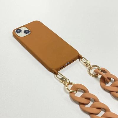 China Shockproof Wholesale Fashion Cell Mobile Phone Lanyard Straps Bag Straps Chain Long Chunky Acrylic Mobile Phone Chain For iphone 14 Pro 12 for sale