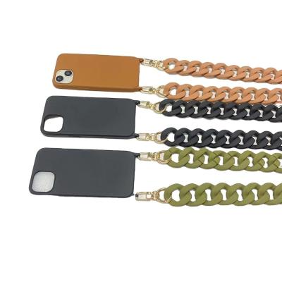 China Anti-slip Strap Universal Acrylic Mobile Phone Chain Lanyard Custom Logo Resin Long Shoulder Phone Strap Acrylic Phone Crossbody Necklace 120cm for sale