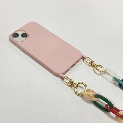 China Anti-slip Strap 2023 Acrylic Bag Phone Chain Mixed Colorful Versatile Phone Crossbody Necklace INS Fashion Long Bag Mobile Phone Shoulder Strap for sale