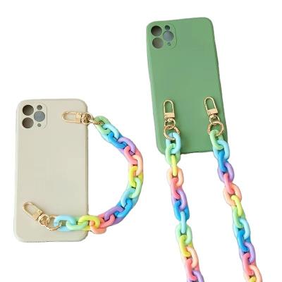 China Crossbody Phone case 2023 New Fashion Resin Acrylic Phone Chain Shoulder Bag Chain Custom Candy Colored Mobile Phone Charm Pendant Necklace for sale