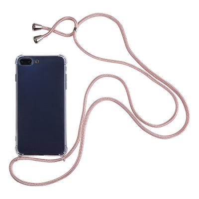 China Shockproof Newest Transparent hanging neck necklace four corners anti-fall mobile phone Case For IPhone X Xs XR Max Soft TPU Case for sale