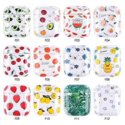 China Shockproof Luxury Trendy Custom Pattern Fruit Flower Water Printing decal PC earphone cover for apple airpods 1 2 pro charging case for sale