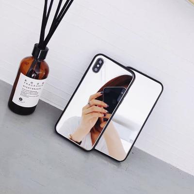 China Shockproof Plating Mirror Tempered Glass Phone Case for iPhone 10 X 7 6 Plus Case Glossy Back Cover for iPhone X 8 7 6 s Plus Glass Case for sale