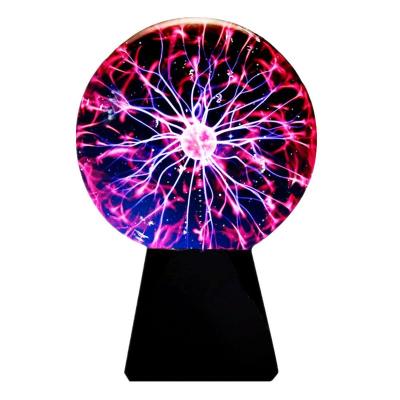 China Brighten up your desk and night New 6 Inch Powered Magic Glass Plasma Ball Sphere Lightning Lamp Light touch sensitive Party Night Atmosphere Lamp Black Base for sale