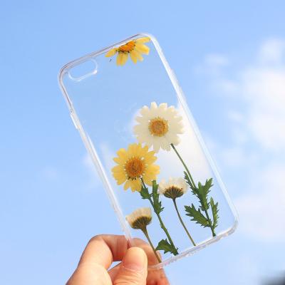 China Shockproof Real Pressed Dried Flowers Phone Case For iPhone XS Max XR 6 6s 7 8 Plus X TPU Clear Floral Cover Cases Fundas Women Girls for sale