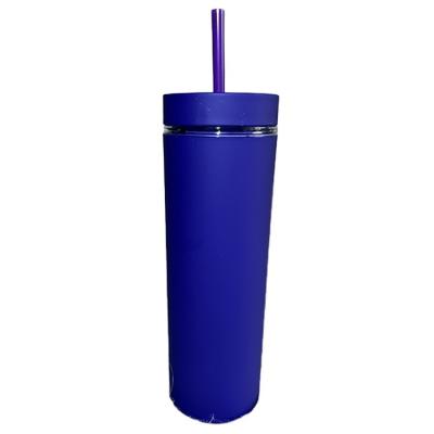 China Disposable Wholesale Fashion Advanced Solid Color Double Layer Straw Creative Straight Cylindrical Cup for sale